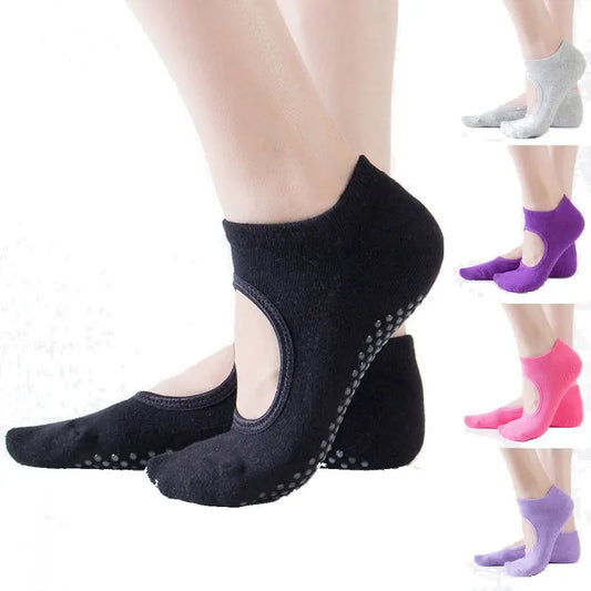 1 Pair Anti-Slip Yoga Socks Silicone Gym Pilates Ballet Socks Fitness Sport Socks Women Cotton Breathable Elasticity Free Size